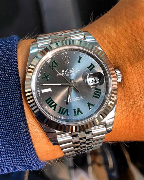 rolex datejust 41 blue on wrist|rolex datejust wimbledon 41.